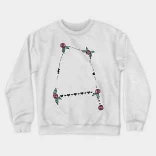 Corvus (The Crow) Constellation Roses and Hearts Doodle Crewneck Sweatshirt